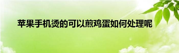 苹果手机烫的可以煎鸡蛋如何处理呢