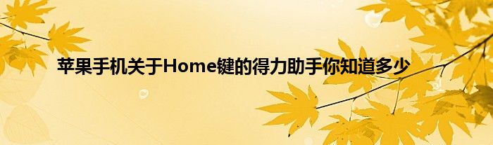 苹果手机关于Home键的得力助手你知道多少