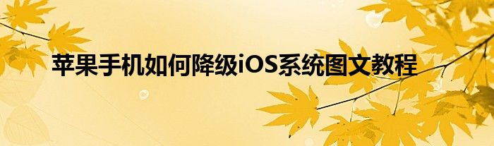 苹果手机如何降级iOS系统图文教程