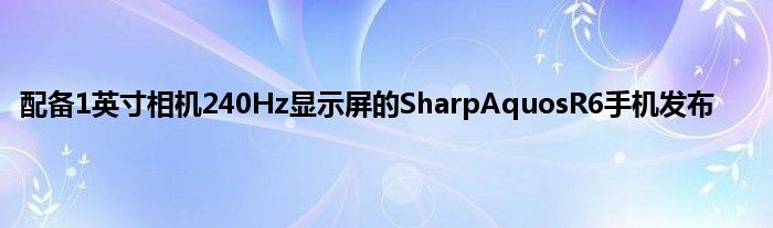 配备1英寸相机240Hz显示屏的SharpAquosR6手机发布