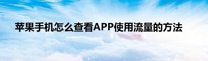 苹果手机怎么查看APP使用流量的方法