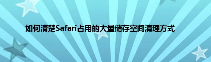 如何清楚Safari占用的大量储存空间清理方式