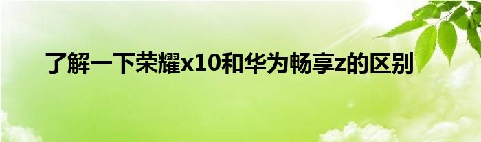 了解一下荣耀x10和华为畅享z的区别