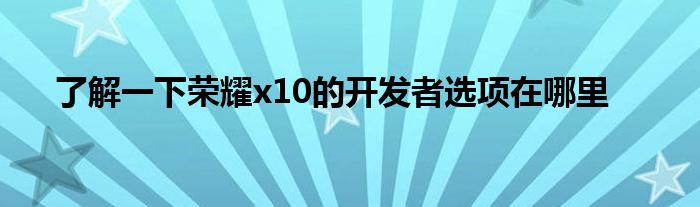 了解一下荣耀x10的开发者选项在哪里