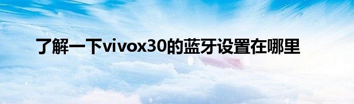 了解一下vivox30的蓝牙设置在哪里