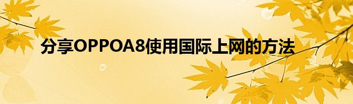 分享OPPOA8使用国际上网的方法