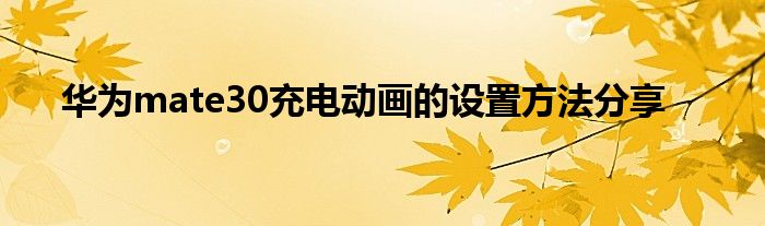 华为mate30充电动画的设置方法分享