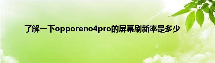 了解一下opporeno4pro的屏幕刷新率是多少