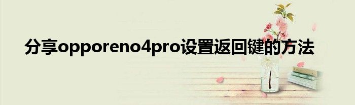 分享opporeno4pro设置返回键的方法