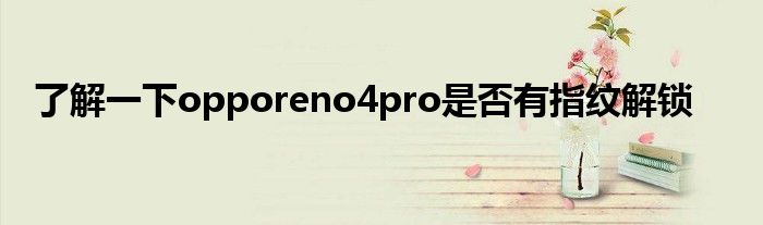 了解一下opporeno4pro是否有指纹解锁