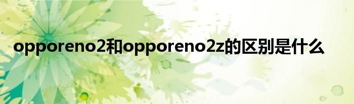 opporeno2和opporeno2z的区别是什么