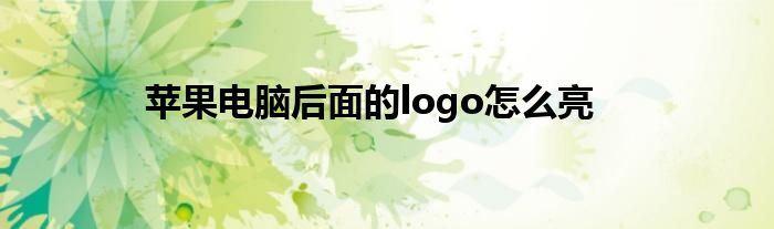 苹果电脑后面的logo怎么亮