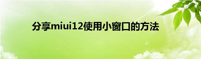 分享miui12使用小窗口的方法