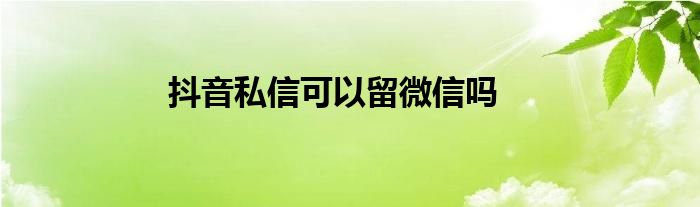 抖音私信可以留微信吗