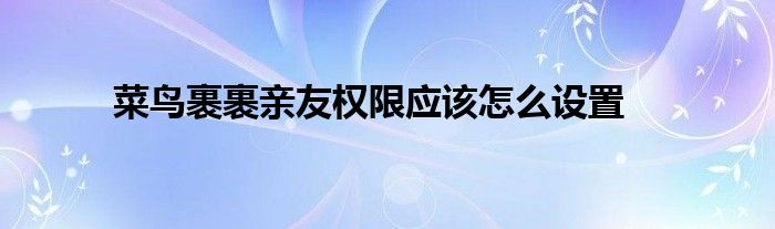 菜鸟裹裹亲友权限应该怎么设置