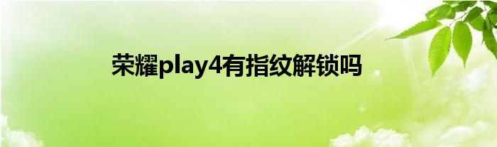 荣耀play4有指纹解锁吗