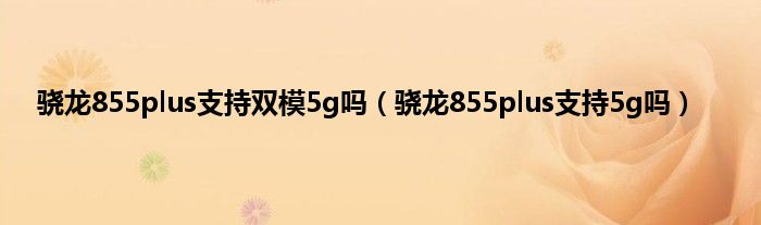 骁龙855plus支持双模5g吗（骁龙855plus支持5g吗）