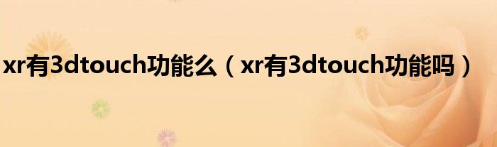 xr有3dtouch功能么（xr有3dtouch功能吗）