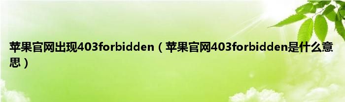 苹果官网出现403forbidden（苹果官网403forbidden是什么意思）