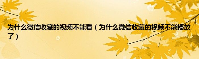 为什么微信收藏的视频不能看（为什么微信收藏的视频不能播放了）