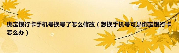 绑定银行卡手机号换号了怎么修改（想换手机号可是绑定银行卡怎么办）