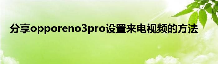 分享opporeno3pro设置来电视频的方法