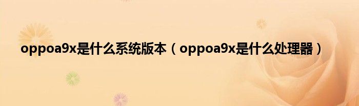 oppoa9x是什么系统版本（oppoa9x是什么处理器）