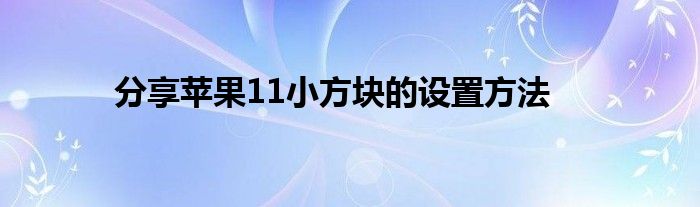 分享苹果11小方块的设置方法