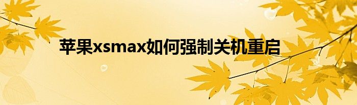 苹果xsmax如何强制关机重启