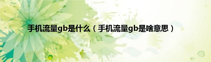 手机流量gb是什么（手机流量gb是啥意思）