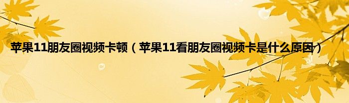 苹果11朋友圈视频卡顿（苹果11看朋友圈视频卡是什么原因）