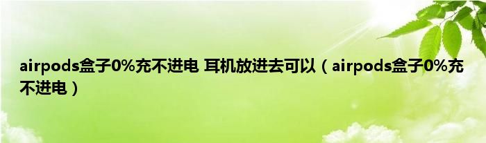 airpods盒子0%充不进电 耳机放进去可以（airpods盒子0%充不进电）