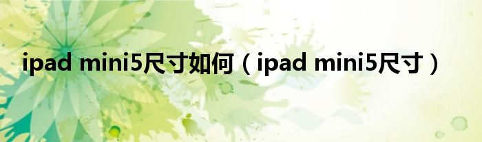 ipad mini5尺寸如何（ipad mini5尺寸）