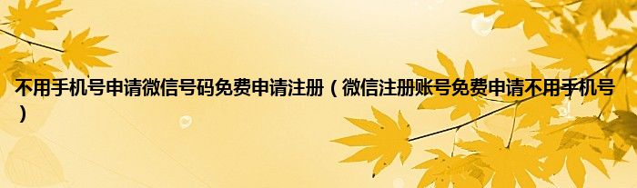 不用手机号申请微信号码免费申请注册（微信注册账号免费申请不用手机号）