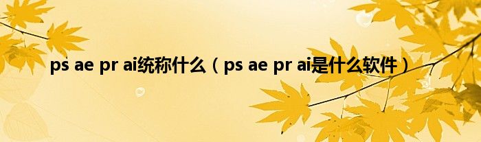 ps ae pr ai统称什么（ps ae pr ai是什么软件）