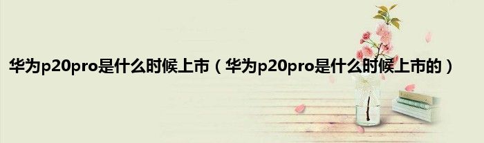 华为p20pro是什么时候上市（华为p20pro是什么时候上市的）