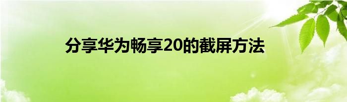 分享华为畅享20的截屏方法