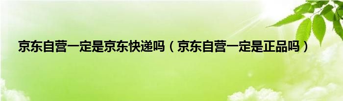 京东自营一定是京东快递吗（京东自营一定是正品吗）