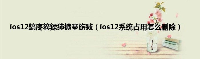 ios12鎬庝箞鍒犻櫎搴旂敤（ios12系统占用怎么删除）