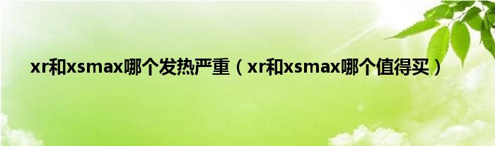 xr和xsmax哪个发热严重（xr和xsmax哪个值得买）