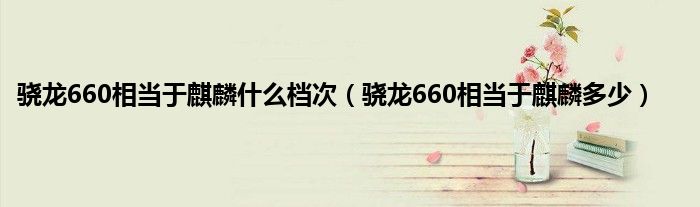 骁龙660相当于麒麟什么档次（骁龙660相当于麒麟多少）