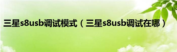 三星s8usb调试模式（三星s8usb调试在哪）