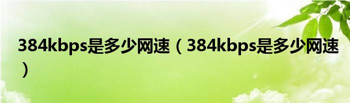 384kbps是多少网速（384kbps是多少网速）