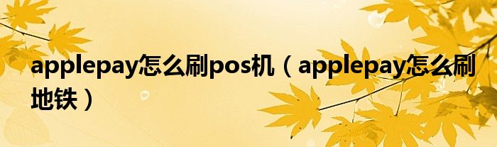 applepay怎么刷pos机（applepay怎么刷地铁）