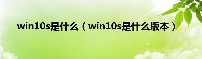 win10s是什么（win10s是什么版本）