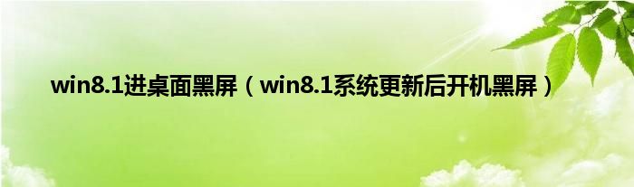 win8.1进桌面黑屏（win8.1系统更新后开机黑屏）