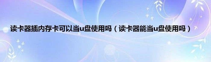 读卡器插内存卡可以当u盘使用吗（读卡器能当u盘使用吗）