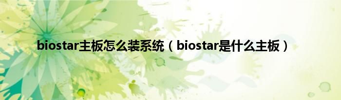 biostar主板怎么装系统（biostar是什么主板）