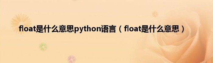 float是什么意思python语言（float是什么意思）