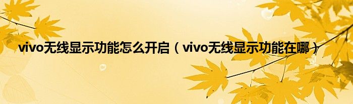 vivo无线显示功能怎么开启（vivo无线显示功能在哪）